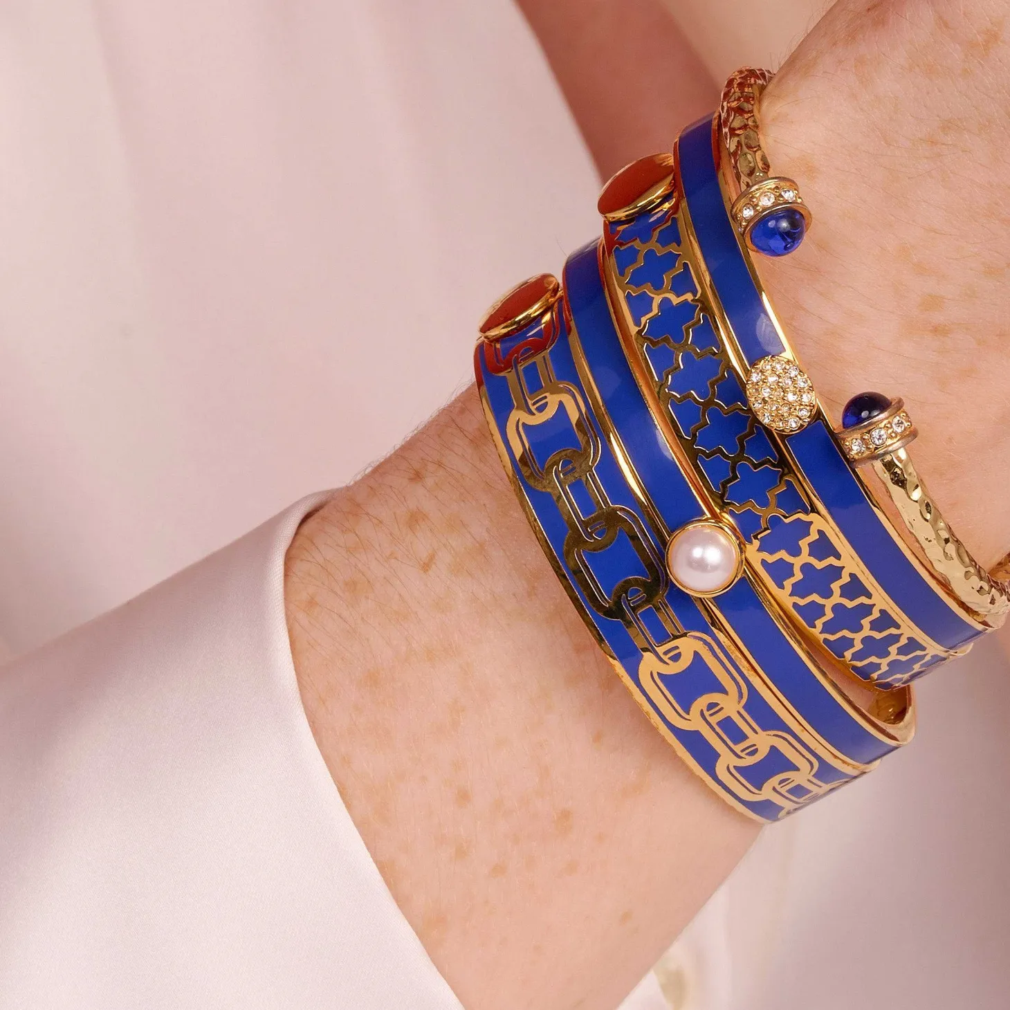 Chain Cobalt & Gold Bangle | Halcyon Days