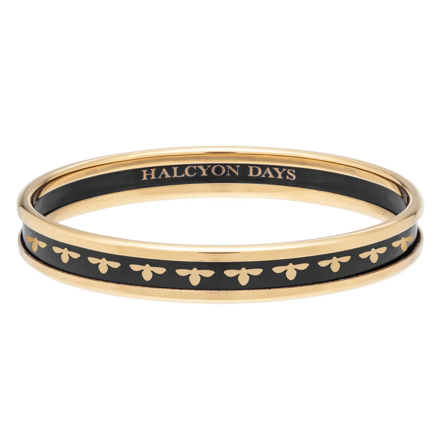 Christmas Robin Enamel Bangle In Navy & Gold | Halcyon Days