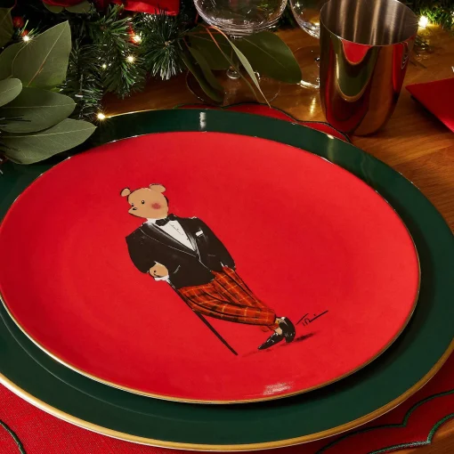 Hal The Bear 10" Coupe Plate, Red | Halcyon Days