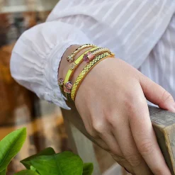 Salamander Torque Rose Quartz & Gold Bangle | Halcyon Days