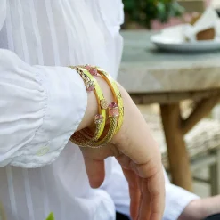Salamander Torque Rose Quartz & Gold Bangle | Halcyon Days