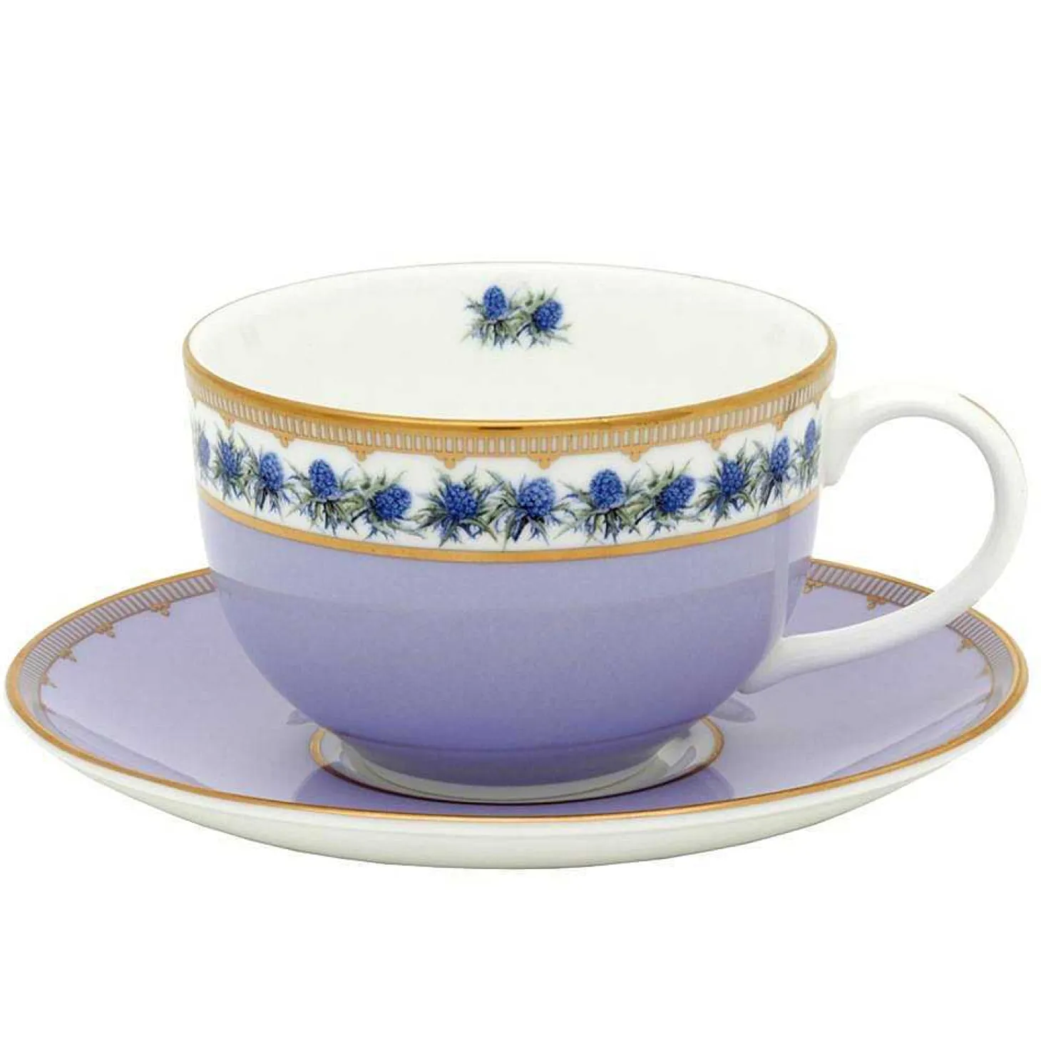 Shell Garden Floral Thistle Teacup & Saucer | Halcyon Days