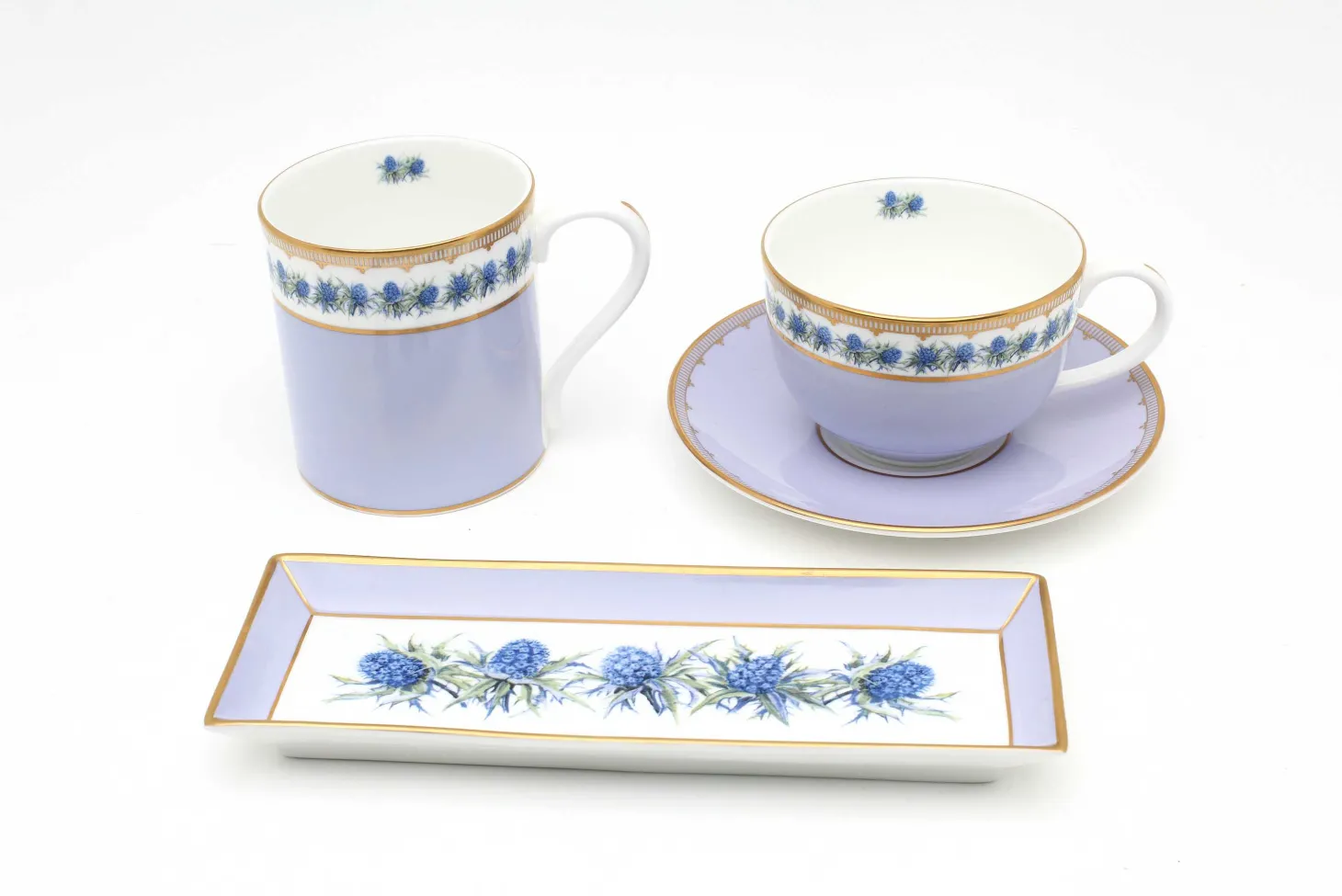 Shell Garden Floral Thistle Teacup & Saucer | Halcyon Days