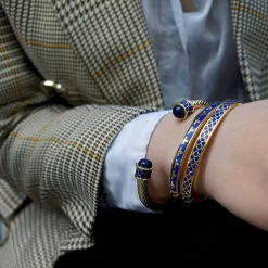 Skinny Bee Cobalt & Gold Bangle | Halcyon Days