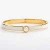 Skinny Cabochon Pearl Cream & Gold Bangle | Halcyon Days