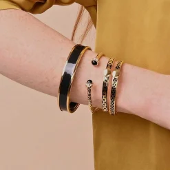 Skinny Salamander Black & Gold Bangle | Halcyon Days