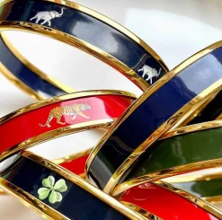 Tiger Enamel Bangle In Red & Gold | Halcyon Days
